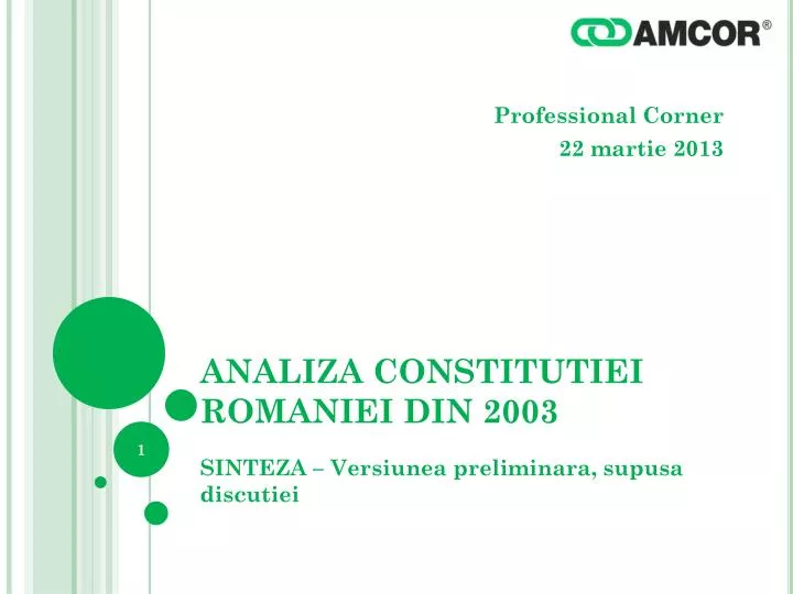 analiza constitutiei romaniei din 2003 sinteza versiunea preliminara supusa discutiei