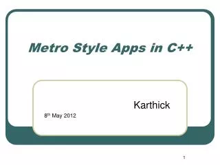 Metro Style Apps in C++