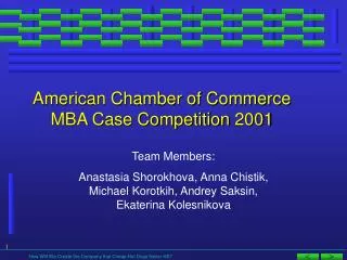 American Chamber of Commerce MBA Case Competition 2001