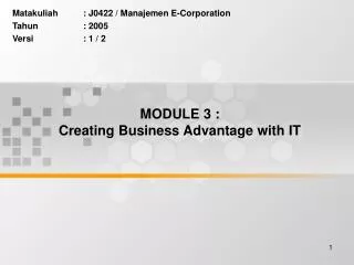 MODULE 3 : Creating Business Advantage with IT