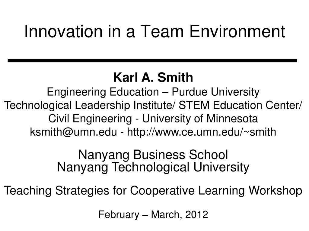 PPT - Fostering Innovation and Creativity in Team Environments ...