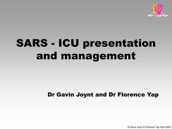 sars icu presentation and management