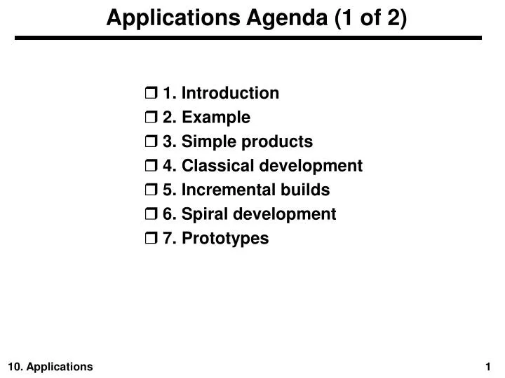 applications agenda 1 of 2