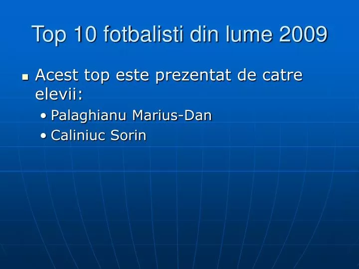 top 10 fotbalisti din lume 2009