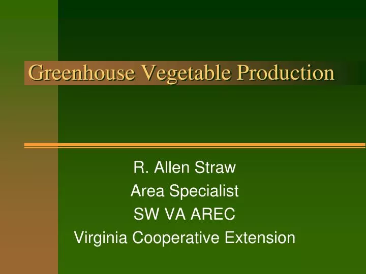 greenhouse vegetable production