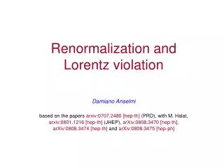 Renormalization and Lorentz violation