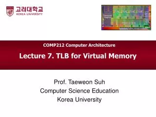 Lecture 7. TLB for Virtual Memory