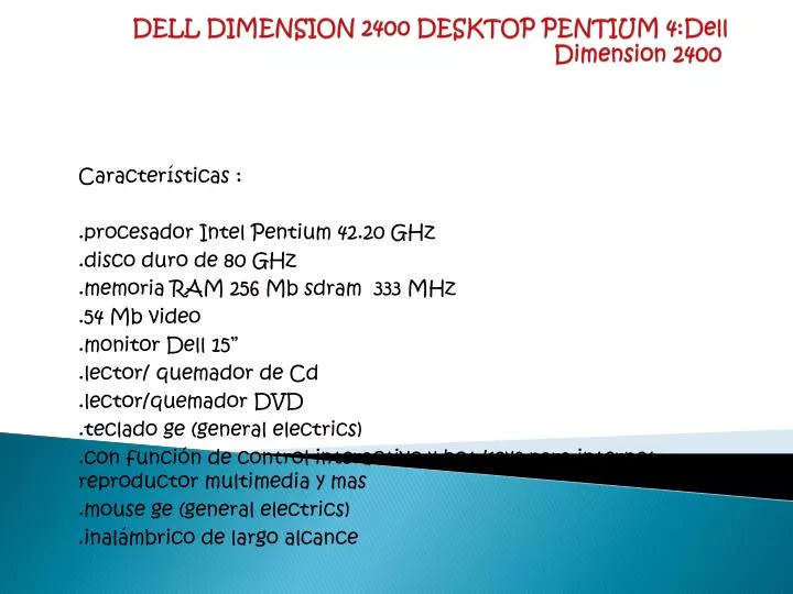 dell dimension 2400 desktop pentium 4 dell dimension 2400