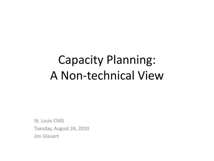 capacity planning a non technical view