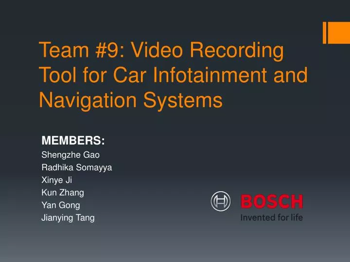 team 9 video recording tool for car infotainment and navigation systems