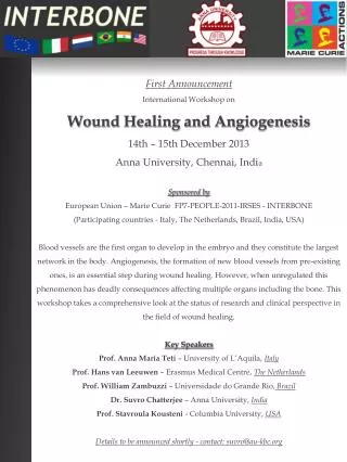 First Announcement International Workshop on Wound Healing and Angiogenesis