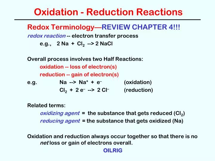 Ppt Oxidation Reduction Reactions Powerpoint Presentation Free Download Id2921007 0841