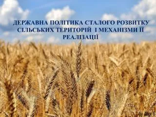 ДЕРЖАВНА ПОЛІТИКА СТАЛОГО РОЗВИТКУ СІЛЬСЬКИХ ТЕРИТОРІЙ І МЕХАНІЗМИ ЇЇ РЕАЛІЗАЦІЇ