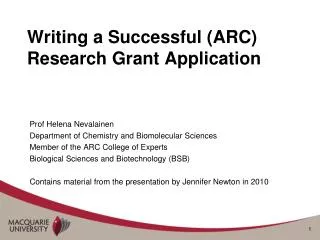 Writing a Successful (ARC) Research Grant Application