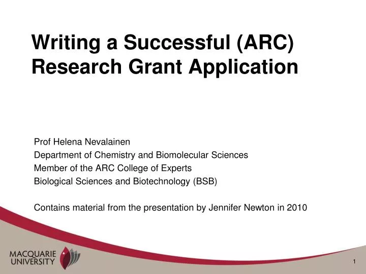 writing a successful arc research grant application