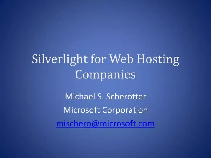 silverlight for web hosting companies