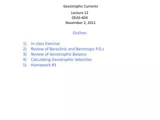 Geostrophic Currents