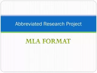 Abbreviated Research Project