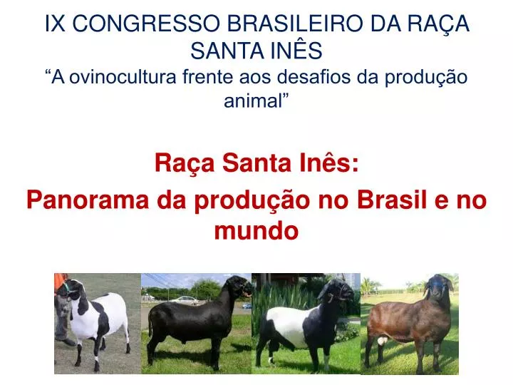 ix congresso brasileiro da ra a santa in s a ovinocultura frente aos desafios da produ o animal