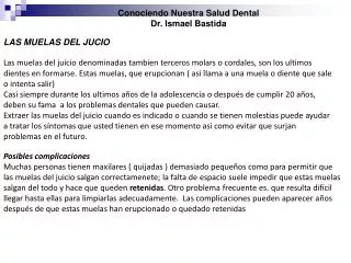 Conociendo Nuestra Salud Dental Dr. Ismael Bastida