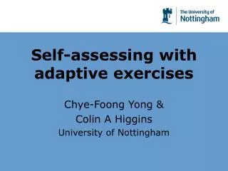 Self-assessing with adaptive exercises