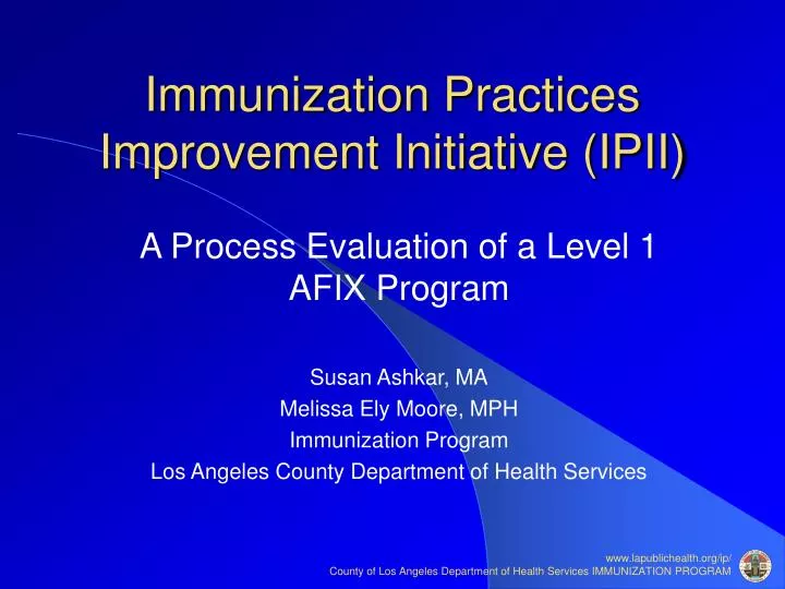 immunization practices improvement initiative ipii