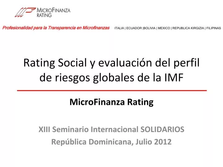 rating social y evaluaci n del perfil de riesgos globales de la imf