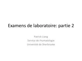 examens de laboratoire partie 2