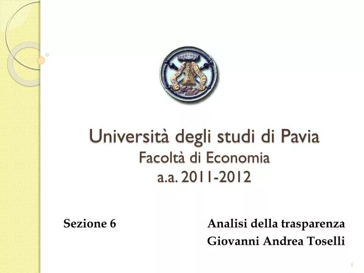 universit degli studi di pavia facolt di economia a a 2011 2012