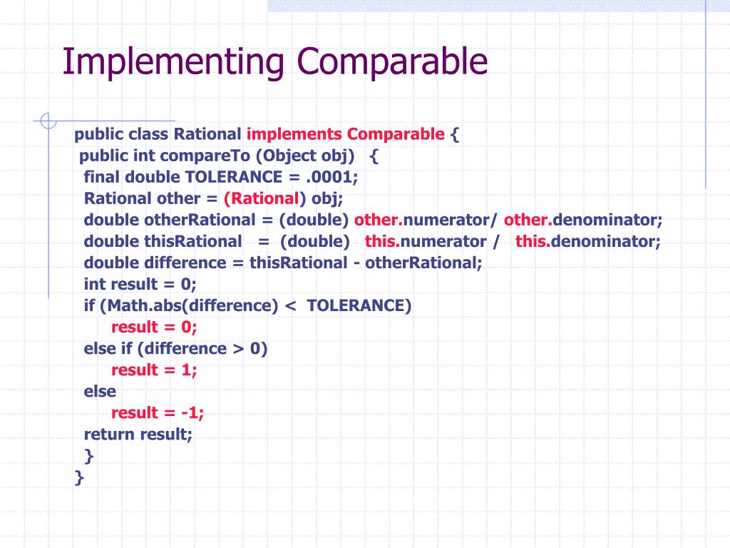 PPT - Implementing Comparable PowerPoint Presentation, free download ...