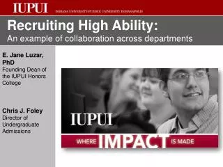 Recruiting High Ability: An example of collaboration across departments