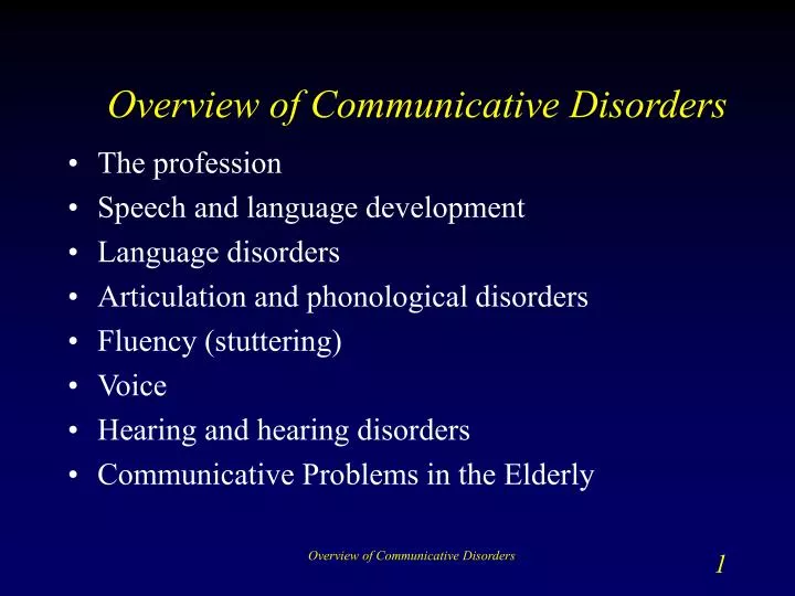 overview of communicative disorders