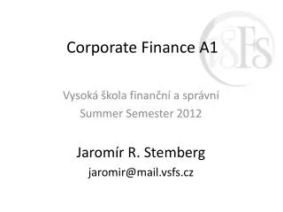 Corporate Finance A1