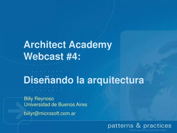 architect academy webcast 4 dise ando la arquitectura