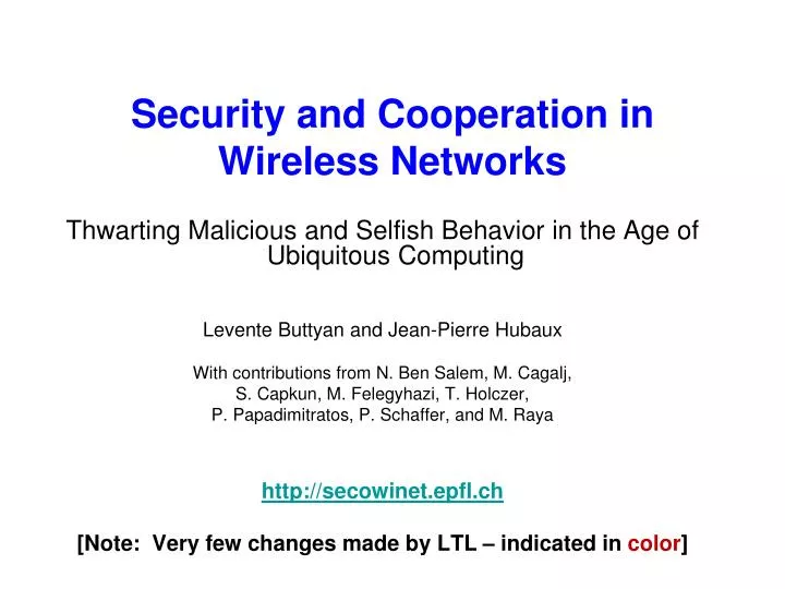 security and cooperation in wireless networks