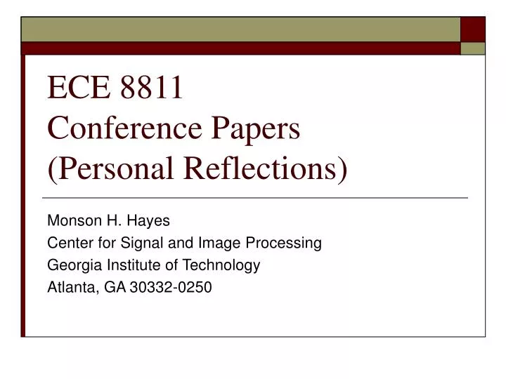 ece 8811 conference papers personal reflections