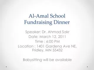 Al-Amal School Fundraising Dinner