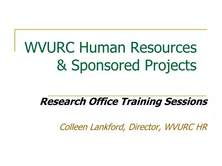 wvurc human resources sponsored projects
