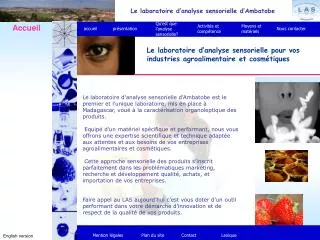 le laboratoire d analyse sensorielle d ambatobe