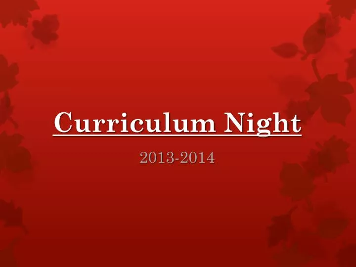 curriculum night