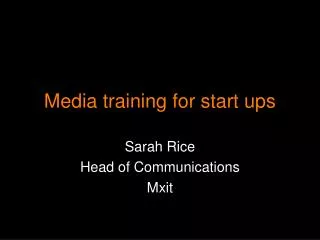 Media training for start ups