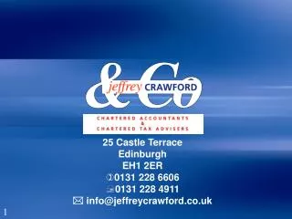 25 Castle Terrace Edinburgh EH1 2ER 0131 228 6606 0131 228 4911 ? info@jeffreycrawford.co.uk