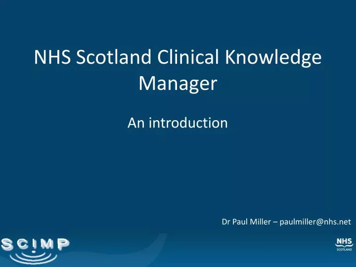 nhs scotland clinical knowledge manager