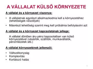 a v llalat k ls k rnyezete
