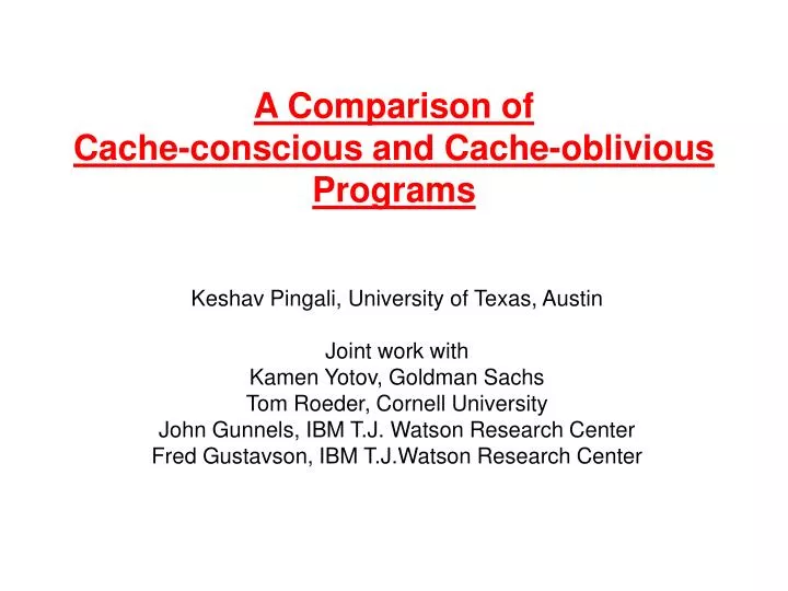 a comparison of cache conscious and cache oblivious programs
