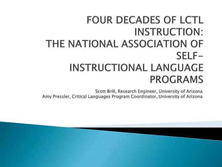 four decades of lctl instruction the national association of self instructional language programs