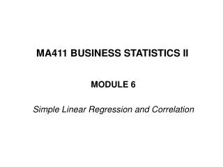 MA411 BUSINESS STATISTICS II