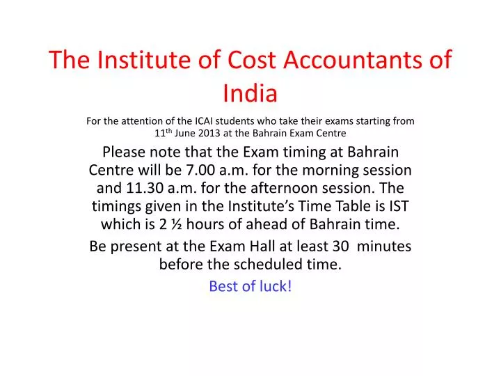 the institute of cost accountants of india