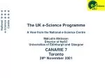 The UK e-Science Programme A View from the National e-Science Centre Malcolm Atkinson - slide 1