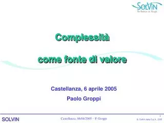complessit come fonte di valore